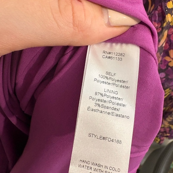 NWT Adelyn Rae Floral Poet-Sleeve Short Dress - Picture 7 of 7